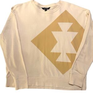 LAUREN RALPH LAUREN Cream Aztec Cozette French Terry Sweatshirt Sz L NEW $99.50